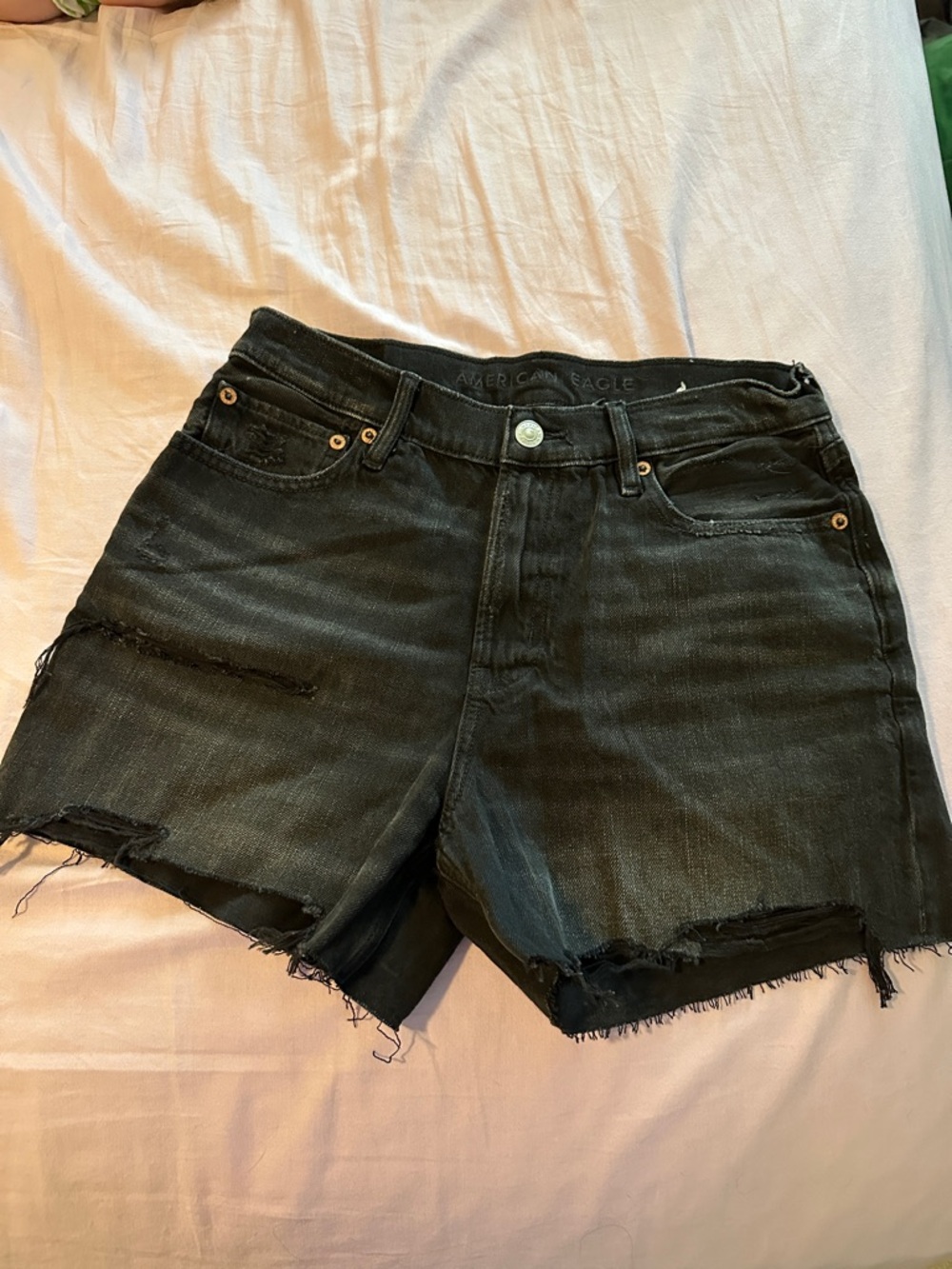 American Eagle Outfitters Black Distressed Cutoff Denim Shorts